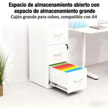 Archivero MDF 3 Gavetas Con Llave Económico | Oficina Hogar | Mueble Organizador Documentos |  Resistente Práctico - Blanco - Ver 7