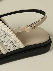 Sandal quai ngang dày dặn mới năm 2026, thích hợp cho bãi biển, hoạt động ngoài trời, phong cách Bohemian cổ điển, đế mềm, chống trơn trượt, thanh lịch tối giản, nhẹ, thoáng khí, phối lưới dệt tua rua, gót đế xuồng, mũi tròn, màu kẹo ngọt, quai chéo, sandal kiểu La Mã, cỡ 33-43 - màu mơ - Xem 9
