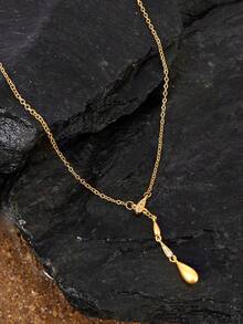 Opalesca 1pc Luxury Teardrop Pendant Necklace With Sparkling Rhinestones, Tassel Dangle Design, Fashion Jewelry For Women, Perfect For Elegant Everyday & Party Charm