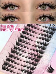 104pcs Cluster False Eyelashes, Eyelash Extension, Fluffy Individual Lashes, C-Curl, 8-15mm Mixed Length, Natural-Looking Eyelash Extension, DIY Cluster Lashes, With Soft Bands, Reusable, Lash Clusters, Lash Bundles, Single Lashes, False Eyelashes - C - View 1