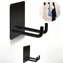 4-6pcs Stainless Steel Adhesive Hooks, Strong Sticky Bathroom Kitchen Organizer Hooks, Suitable For Hanging Hats, Coats, Keys, Etc. (Black) - Black - View 11