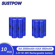 SUSTPOW Baterai Isi Ulang AA/AAA NI-MH NiMH untuk Mainan/Remote Control/Kamera/Alat Cukur, Daya Tahan Siklus Tinggi, Paket Kombinasi Multi-Bagian, Penting untuk Rumah dan Kantor - A A - View 7