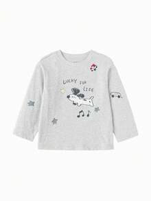 Balabala Unisex Kids Long Sleeve Tee, Crew Neck, Lightweight & Breathable Fabric, Soft Comfort, Spring Casual Wear - Light Gray - View 1