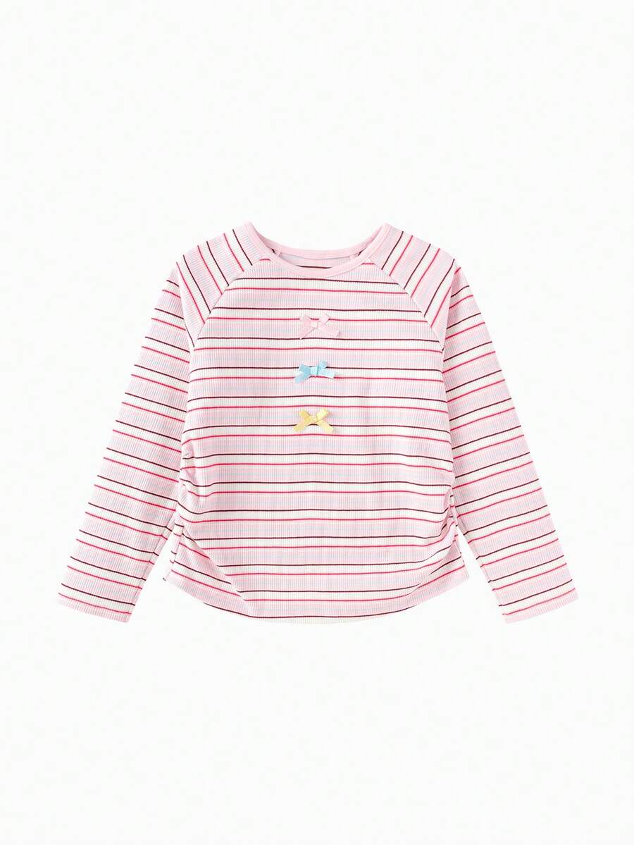 Balabala Camiseta de manga larga para niñas, cuello redondo, tela suave, colorida, cómoda de usar, adecuada para el uso diario en primavera