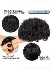 Women's Afro Puff Drawstring Ponytail - Soft Synthetic Elastic Hair Rope For Versatile Bun Styles, Ponytail Hairpiece