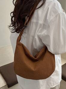 Tas Selempang Kasual Wanita yang Lucu, Warna Polos, Cocok untuk Perjalanan Sehari-hari - Coklat - View 2
