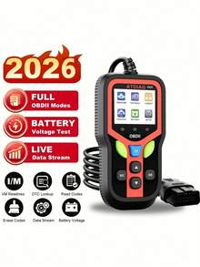 2026 Upgraded OBD2 Scanner Diagnostic Tool, Can Check Engine Light And Clear Vehicle Trouble Codes, Professional Battery Starter Test Function, Cloud Printing Supported, Suitable For All Vehicles Produced Since 1996