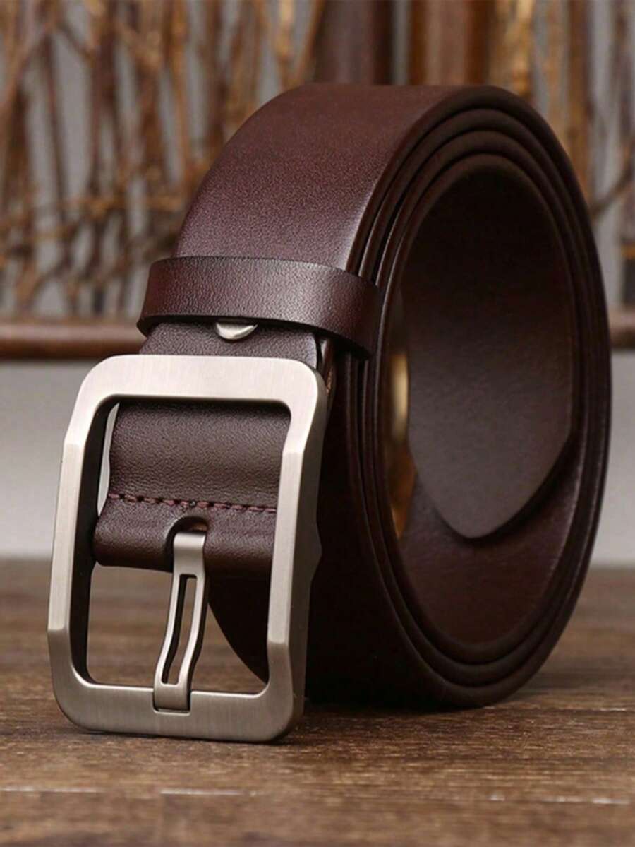 1pc Men's Retro PU Buckle Belt, Casual Multi-Purpose Alloy Buckle Belt, Japanese Character Pattern, Artistic Retro Style, Fashion Versatile - Multicolor - View 1