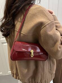 2026 New French Style Chic Underarm Bag With Clasp, Fashionable Small Square Handbag