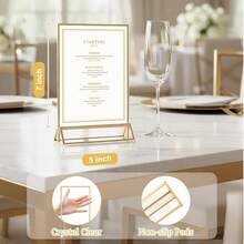 6pcs 5x7 Inch (12.7 X 17.8 Cm) Clear Acrylic Sign Holders, Double-Sided Gold Display Frames, Vertical Photo Stands For Table Numbers, Menus, Flyers, Weddings And Office - T-gold - View 3