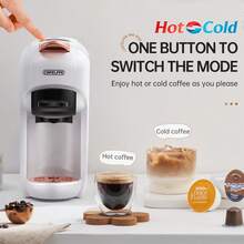 CAFELFFE 1 Unit CAFELFE 20BAR 5-In-1 Hot & Cold Capsule Coffee Machine, With 7-Level Water Volume Adjustment. 20BAR Gold Pressure Extraction System Ensures Perfect Espresso Every Time. Compatible With Nes* Capsules, Capsules, Capsules, Ground Coffee And ESEpod, With 600ml Removable Water Tank And Auto Shut-Off Function, Allowing You To Enjoy Delicious Coffee At Home And Office - EU F Type Plug(220-240V) - View 10