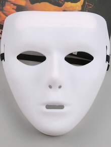 嘻哈V字形骷髅面具舞者白色嘻哈幽灵行走全脸派对化妆服装舞会面具男女通用，圣诞节和新年装饰