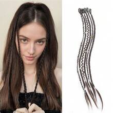 6pcs/Set Extensiones de Cabello Trenzado Sintético de 22 Pulgadas para Mujer con Clips, Adecuadas para Uso Diario y Peinados de Fiesta - Multicolor - Ver 5