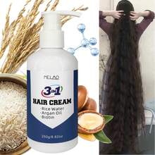 Kem dưỡng tóc 3 trong 1, Mặt nạ tóc dầu Argan Ma-rốc MELAO, bổ sung Biotin, dành cho tóc khô, hư tổn, dưỡng ẩm sâu và nuôi dưỡng, giúp tóc mềm mại, bóng mượt và dễ vào nếp, 250g/8.82oz - Xanh và trắng - Xem 5