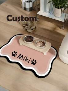 Customizable Quick-Drying Pet Feeding Mat, Personalized Pet Feeding Mat - Quick-Drying Waterproof Non-Slip Cat Bowl Mat, Can Print Pet Name - Splash-Proof, Absorbent, Easy To Clean Design, Paw Print Pattern, Suitable For Cats And Dogs, Machine Washable, Perfect Gift For Pet Owners. Pet Feeding Mat, Pet Food Mat, Funny Design - Multicolor - View 7