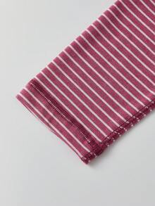 Women Long Sleeve Babydoll Tops Slim Solid/Striped Square Neck Crop Shirts For Spring Fall - Red - View 5
