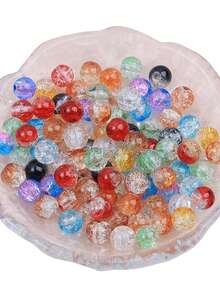 100pcs 10mm Acrylic Ombre Cracked Flower Beads, Suitable For DIY Jewelry, Bracelets, Phone Chains, Necklaces, Loose Beads Materials - Multicolor - View 3