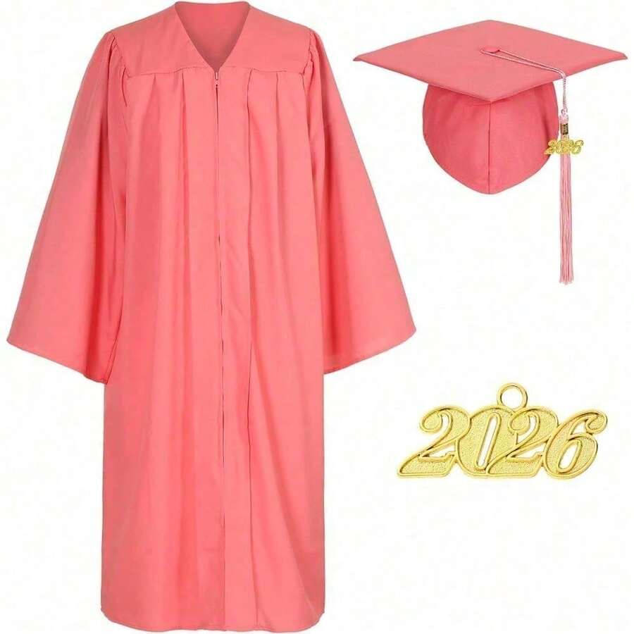 2026 Matte Graduation Cap Gown And Tassel Set For Adults Bachelor High ...