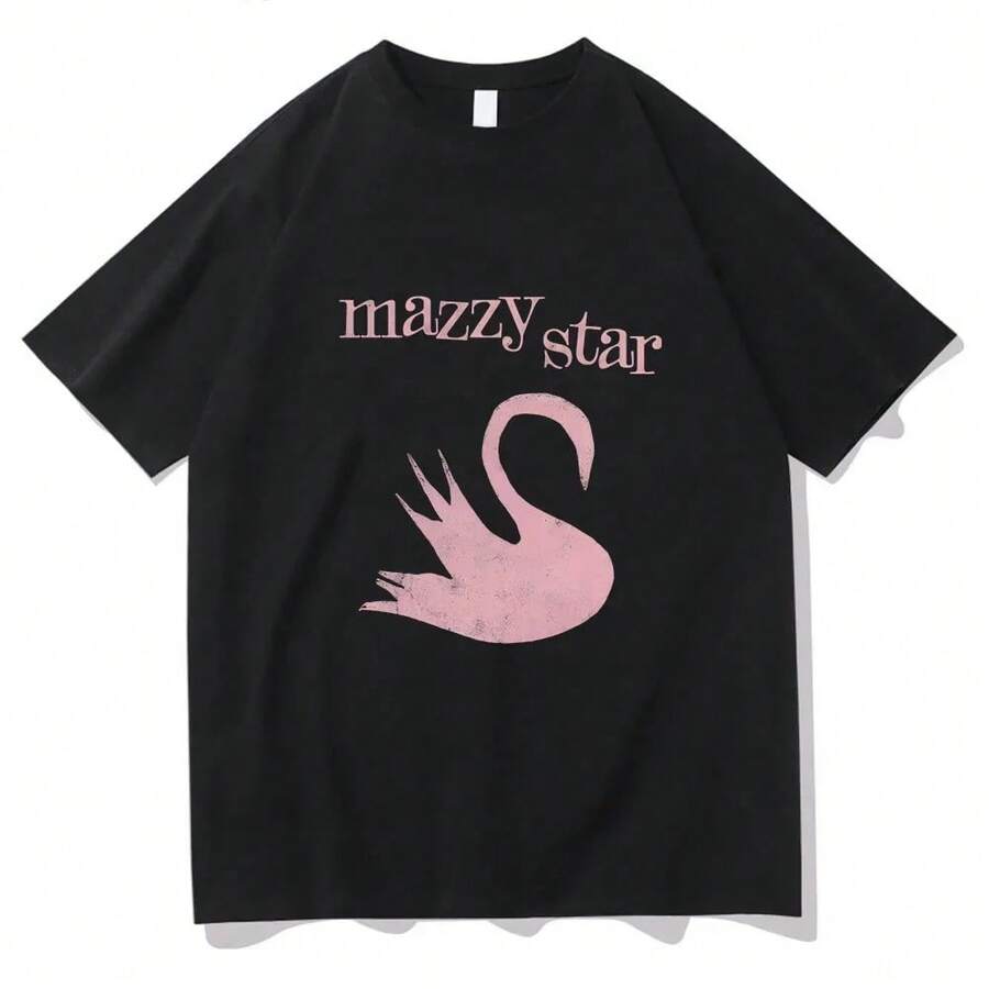 Camiseta de la banda de rock alternativa Mazzy Star, divertida camiseta con estampado gráfico, camiseta de manga corta para mujeres y hombres, ropa de mujer - Negro - Ver 1