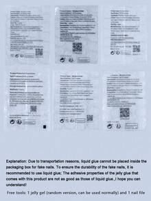 24 Pieces Of Long Almond-Shaped Press-On Nails, With European And French-Style Gradient Gold-Plated Gold Bead Flower Nails. Simple And Elegant Style, Reusable Design, Suitable For Women's Daily Use And Travel. Nail Supplies - Multicolor - View 5