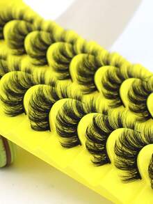 10 Pairs 3D Multi-Layer DD Thick & Curly Russian False Eyelashes, High Curl Degree, Dense & Voluminous, Excellent Overall Lash Extension Effect, Made Of High-Quality Synthetic Material - Black - View 8