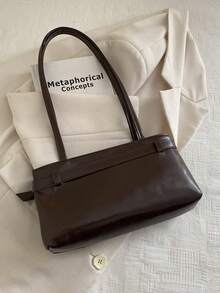 新款时尚单肩包，简约优雅公文包，PU皮革材质，百搭复古都市风单肩包，复古女士手提包，适合日常使用、约会、通勤，是送给女性的最佳礼物，商务休闲女包，完美适用于办公室、商务和工作场合。 - 咖啡 - 查看 5