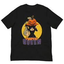 Camiseta Reina Calabaza 100% algodón, estampado gráfico de estilo clásico de dibujos animados, camiseta de cuello redondo. Una camiseta divertida adecuada para el uso diario y como regalo para amigos. - Negro - Ver 6