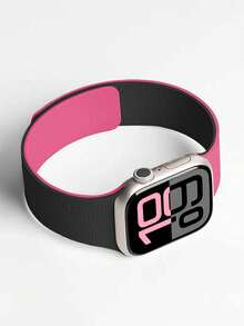 1 pièce Bracelet magnétique bicolore en silicone unisexe compatible avec Apple Watch, bracelet de sport doux et résistant à la transpiration, convient aux modèles 42mm/38mm/40mm/41mm/44mm/45mm/46mm/49mm, bracelet de remplacement pour montre connectée, compatible avec les séries Ultra2, Ultra SE2, SE 11, 10, 9, 8, 7, 6, 5, 4, 3, 2, 1, cadeau pour les amis, convient pour les fêtes, les rassemblements, les activités de plage, les voyages, la Saint-Patrick - Noir et rose - Voir 3