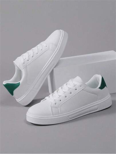 男女通用白色运动鞋，系带休闲运动鞋，防滑女士休闲鞋，适合学生户外穿着，尺码 36-45