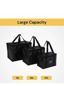 Large Food Delivery Insulated Bags Pizza Takeaway Thermal Warm Cold Bag Ruck Hot - Black - View 4