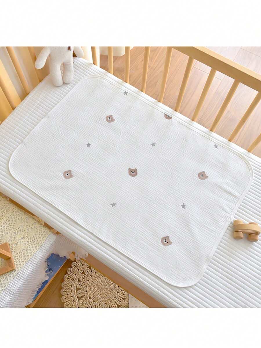 1pc Cute Bear Pattern Waterproof Reusable Baby Changing Pad, Breathable Infant Diaper Mat - Multicolor - View 1