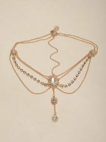 1件银色异域风情头饰发链，优雅仙女女王额饰吊坠，复古新娘风格，发饰 - 銀色 - 查看 6