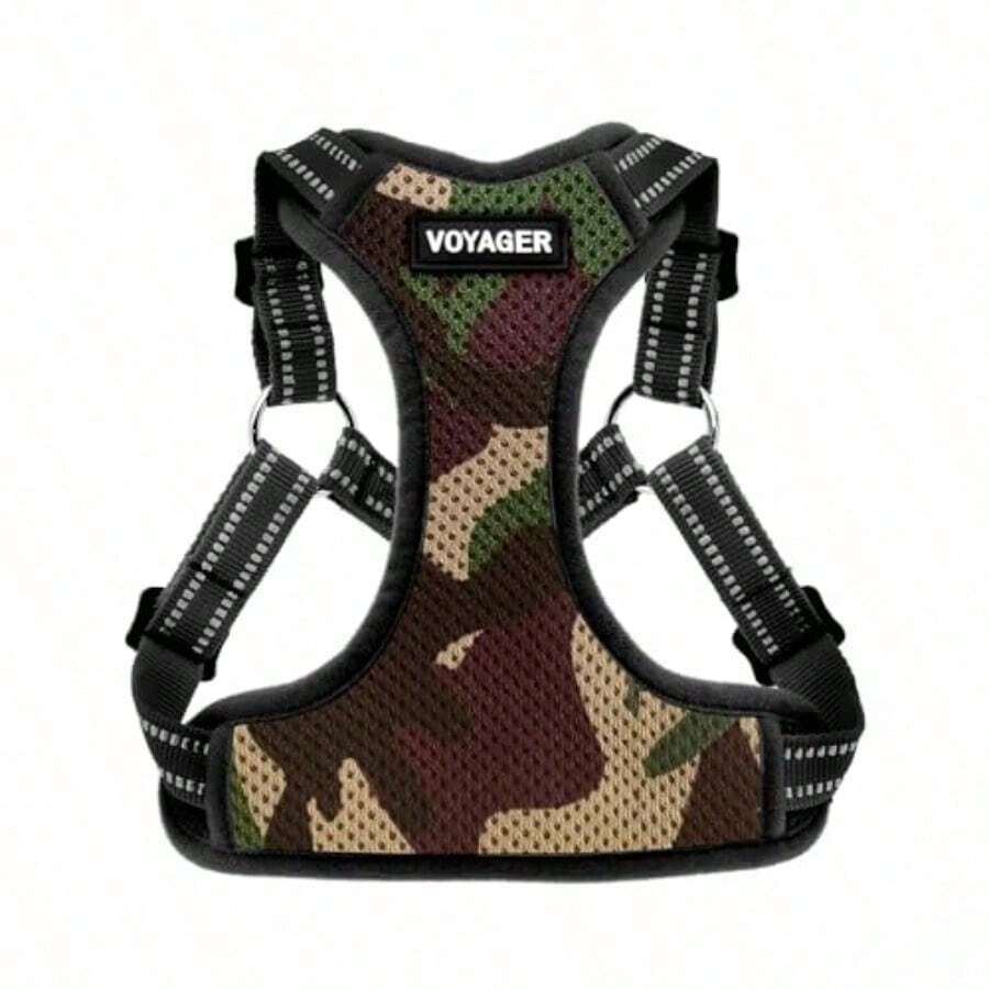 Best Pet Supplies Voyager by Fully Adjustable Step-in Mesh Harness with Reflective 3M Piping - Army Base X-Large - XL (Pecho: 23-28") - Ver 1