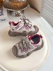 1 Pair Kids' Retro Sporty Sneakers, Boys/Girls Breathable Mesh Athletic Shoes, Soft Sole Non-Slip Functional Infant Shoes - Red - View 5