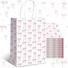 一套可爱粉色蝴蝶结纸质礼品袋，情人节礼品袋，化妆袋，香水袋，零食袋，女士生日派对小礼物袋，糖果袋，婚礼和订婚派对用品，带提手，纪念品袋（白色/粉色蝴蝶结） - 彩色 - 查看 11