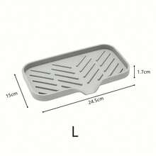 1pc Silicone Sink Drain Mat, Faucet Splash Guard, Non-Slip Countertop Pad For Home Use - Light Grey - View 6