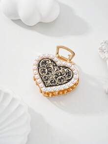 Women's Hair Accessories Made Of Zinc Alloy, Heart Shaped With Faux Pearl And Rhinestone Decor, Suitable For Work, Party, Ceremony, Birthday Gift For Girlfriend Elegant Claw Clip Vacation Hair Clips Beach Hair Claw - Multicolor - View 9