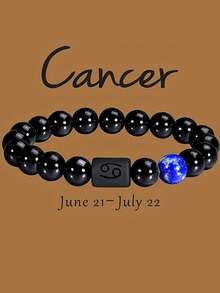 1件装十二星座男士手链，天然虎眼石男女通用弹力绳时尚情侣手链，适合作为家人朋友生日、圣诞节、情人节礼物 - 彩色 - 查看 7