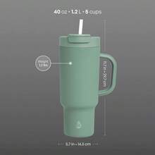 40-Ounce Stainless Steel Tumbler With Built-In Straw, Sage Green - Multicolor - View 5