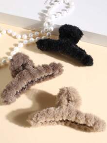 5/6/8/10pcs Oversized Plush Hair Claw Clips, Simple & Comfortable Slouchy Chic Hairstyle Accessories, Suitable For Commute, Casual, Vacation, Fashion Hair Clips Fall Fashion Hair Claw Autumn Hair Accessories Fuzzy Hair Clutch Elegant Clips For Hair - Multicolor - View 9