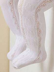 1双女婴公主心形镂空网眼透气舒适连裤袜，适合日常生活或聚会穿着 - 彩色 - 查看 25