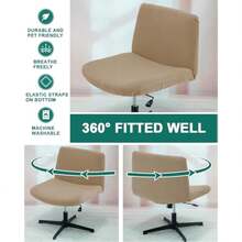 Berber Fleece Criss Cross Chair Cover, Stretch Mid Back Wide Armless Accent Chair Slipcover, Exquisite Vanity Chair Cover For Dorm Home Desk Office Chair Variant 7 - Áo khoác lông cừu Berber màu kaki - Xem 3