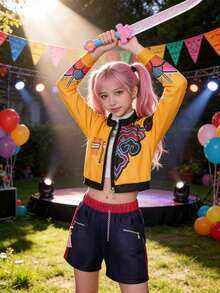 Disfraces de cazadores de demonios, disfraces de cantantes pop, disfraces de actuaciones para niñas, disfraces de juegos de rol para niños, fiestas, diseños lindos, modernos, divertidos, livianos y elegantes; trajes de fiesta de 100 días.kpop anime,kpop hunter - Juego de 3 piezas Rumi 11 - Ver 2