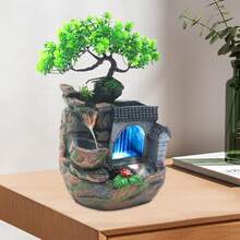 CNCEST Tabletop Waterfall Fountain, 11.81 Inch Rockery Ornament With Color-Changing LED Light, Water Fountain Humidifier Ornament For Living Rooms, Offices, Study Rooms Decoration - 美規A型插(110-127V) - 查看 1