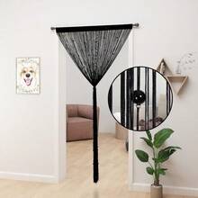 Beaded Curtain Beaded Curtains For Doorways Crystals Suitable For Interior Hanging Decoration And Partitions Closet Curtains 39x79, Black - 991Wx200Lcm1PanelsBl - View 2