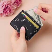 1个卡通猫咪图案PU卡套，学生防消磁大容量便携多功能卡套，名片夹
