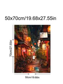 1件東京日式燈籠街道夜景印花，亞洲城市景觀都市裝飾，適用於臥室、客廳、廚房、公寓，牆面藝術，牆面裝飾，家居裝飾，房間裝飾，帆布牆面藝術，海報，附框牆面藝術，可選框 - 彩色 - 查看 14
