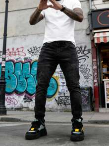 Quần jeans nam màu đen rách dáng skinny, quần jean bó sát kiểu Hàn Quốc. - màu đen - Xem 4