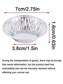 50/100个银色迷你派模具，一次性圆形挞皮，铝箔挞杯，适用于烘焙迷你鸡肉派、自制小蛋糕和乳蛋饼、甜点、纸杯蛋糕、布丁、开胃菜。铝箔模具，冷冻后可直接放入烤箱，适合家庭厨房使用。 - 彩色 - 查看 2