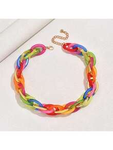 1条女士时尚多巴胺亚克力链项链，适合日常佩戴和度假 - 多色 - 查看 12